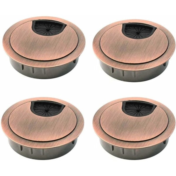4 stk. kabelgennemføring til skrivebord, bordgennemføring i zinklegering, diameter 50 mm