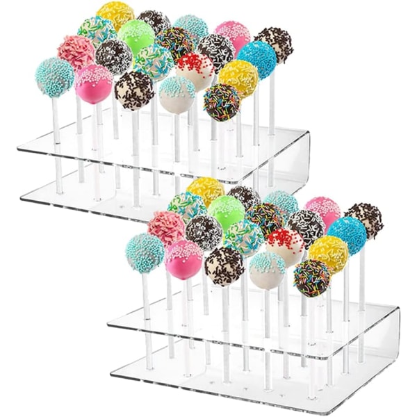 Set med 2 genomskinliga akryl 15 håls Lollipop-hållare, Cake Pops Display-hållare