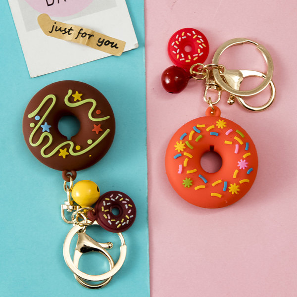 Donut Time Party Favors Donut Nyckelringar 8-pack med Tack Kraft Tag Car