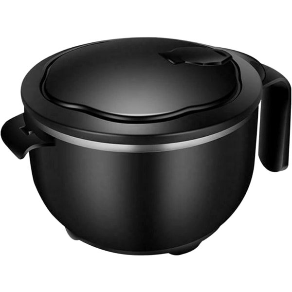 Rund instant nuddelskål med låg og håndtag i rustfrit stål