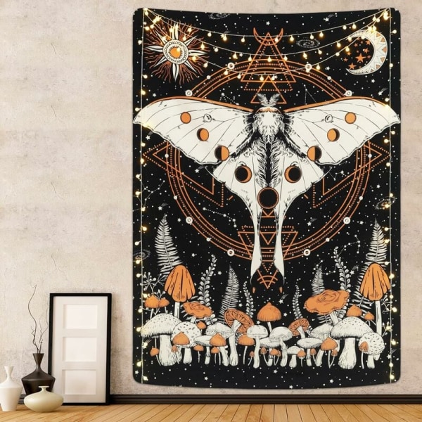Psykedeelinen Moth Butterfly Tapestry Sun Moon Tapestry Tapestry
