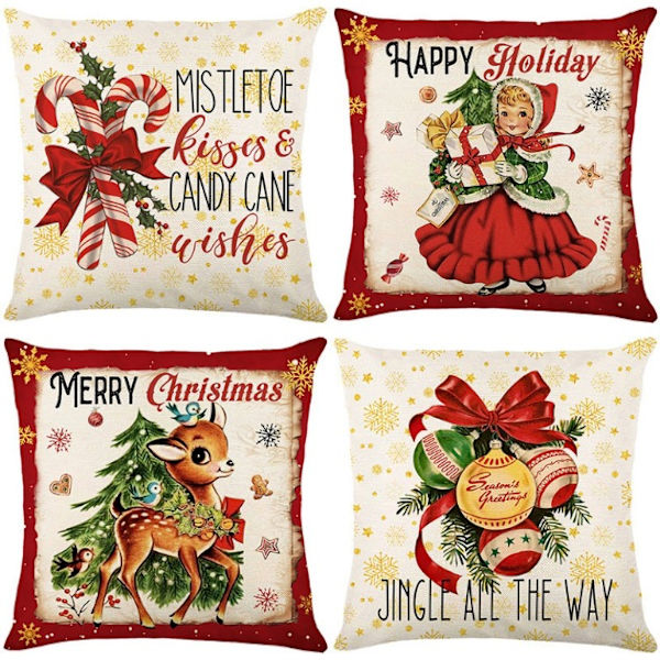 Juldesign Kuddfodral Set med Jul Kuddfodral Pack för Soffa Säng Rum Dekoration Tillbehör Polyester 45 cm X 45 cm Dekor inomhus