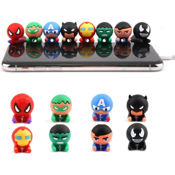 8Pcs Super Hero Data/Charging/Lightning Cable Protector Saver Chewers ONLY