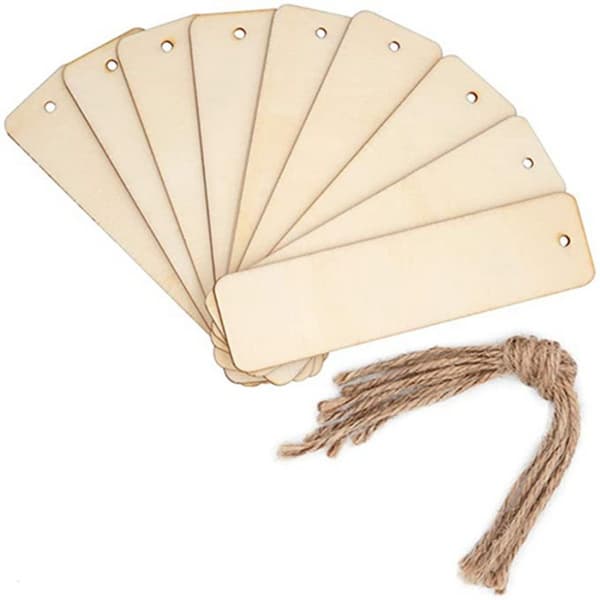 40 st trä bokmärken set, DIY hantverk present tagg, 12x3,2 cm