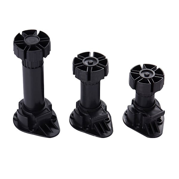 Sats med 4 justerbara ben med tillbehör för kök/badrum, plast, svart, 100-120 mm