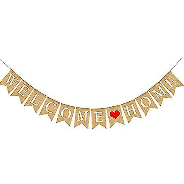 Velkommen hjem banner bunting, 3m rustik hessian bunting banner,  velkommen hjem