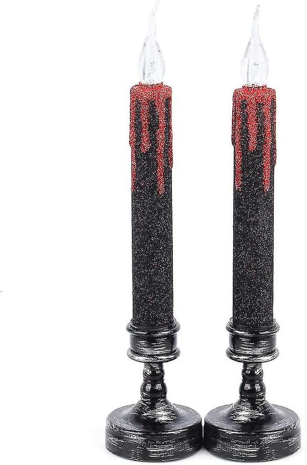2 stk. Bloddryppende flammefri stearinlys LED-spidslys holdere guld glitter