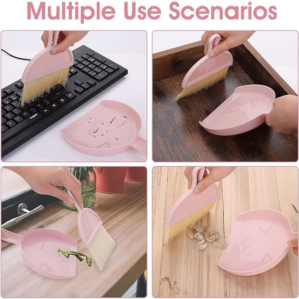 Mini støvbørste og fejebakke med bløde børster (Pink) 20.5*13*10.5cm