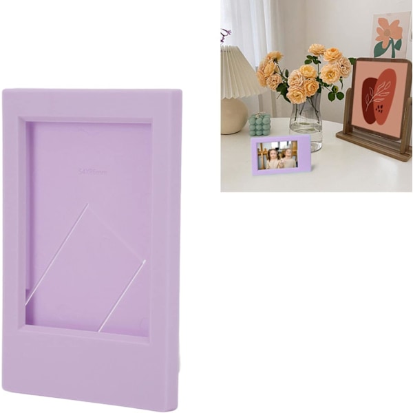 9 x 6 cm fotoramme, rektangulær skrivebordsramme i plast, vægmontering til Instax Mini 3 tommer fotos, til Instax Mini8, 9, 7S, 25, 70, 90 (lilla PU)