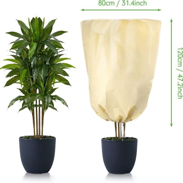 Vinterdække til Planter, Ikke-vævet Vinterdække Frostbeskyttelse til Potteplanter og Roser (120x80cm) - 2 Styk