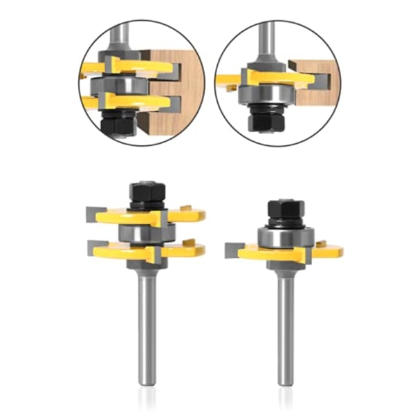 6MM skaft matchade not och spont frässet 3 tänder T-formad träfräs