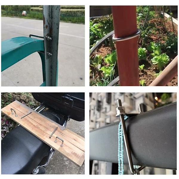 4 stycken U-bultar 66 U-bult 80 x 50mm, rostfritt stål U-bult med mutterplatta