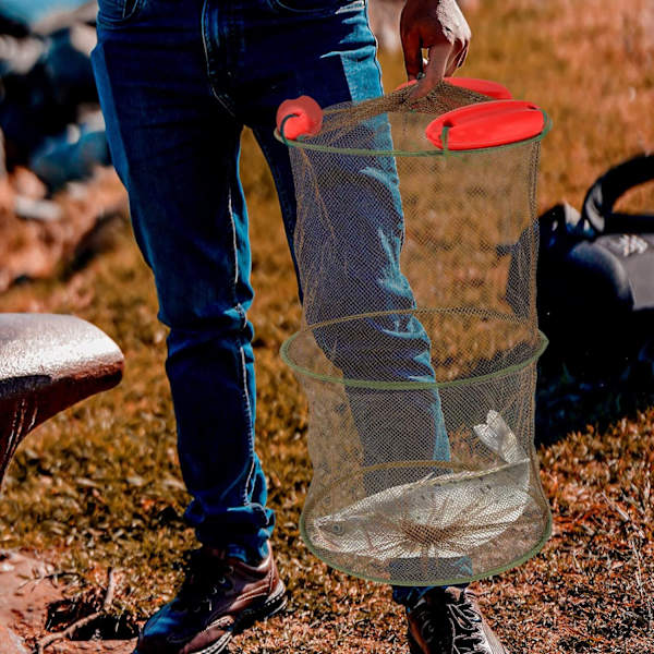 Flytende fiskekurv sammenleggbar fiskenett nylon nett fiske agn oppbevaringsbur