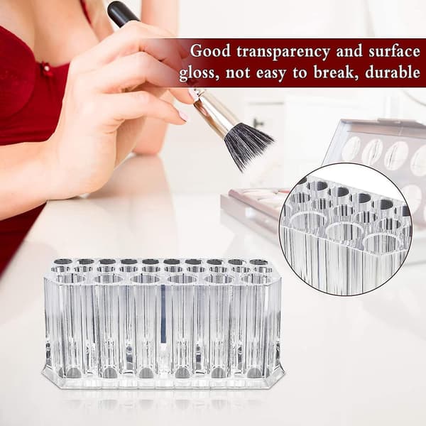 2 stk. Makeupbørsteholder, Transparent Makeupbørsteholder Makeupbørste Organizer Akryl Makeupbørste Organizer Med 26 Rum
