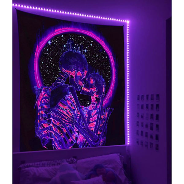 Musta valo Kallo Gobelíni, Suutelevat Rakastavaiset Gobelíni UV-reaktiivinen Trippy N