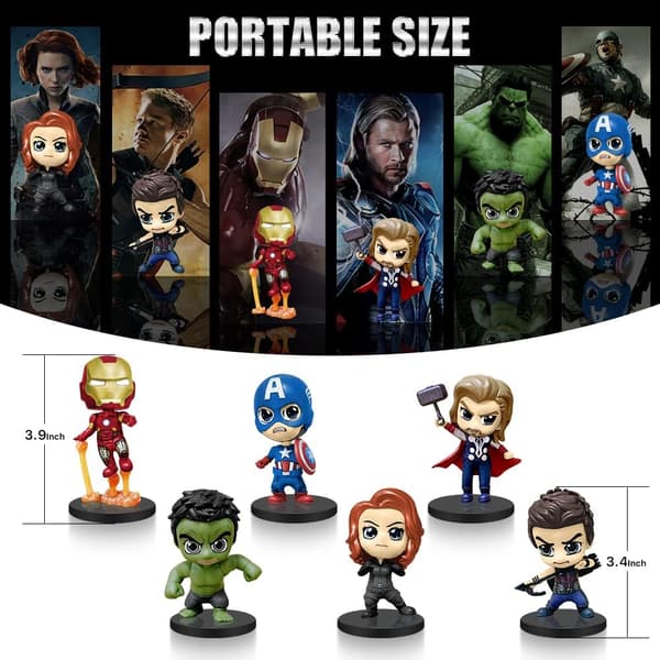 Superhelte actionfigurer, 6 stk. actionfigurlegetøj, Q-version samleobjekter Su