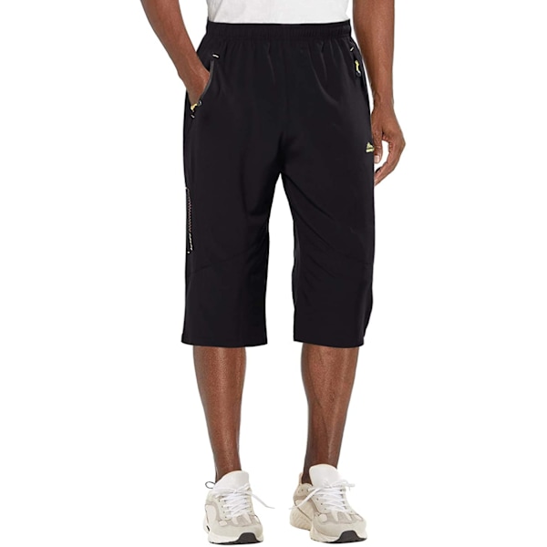 Herr Capribyxor Snabbtorkande 3/4 Byxor Under Knäet Shorts Utomhus Camping Shorts med Dragkedja Fickor，2XL