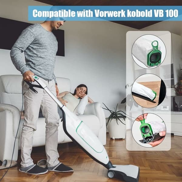 Set med 5 premium dammsugarpåsar lämpliga för VB100 VB 100 FP100 FP 100 batteridammsugare