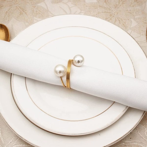8 stk. Perle Servietringe Bryllup Perle Servietringe Spænder Jul Legering Servietring Servietring Holder Middagsserviet