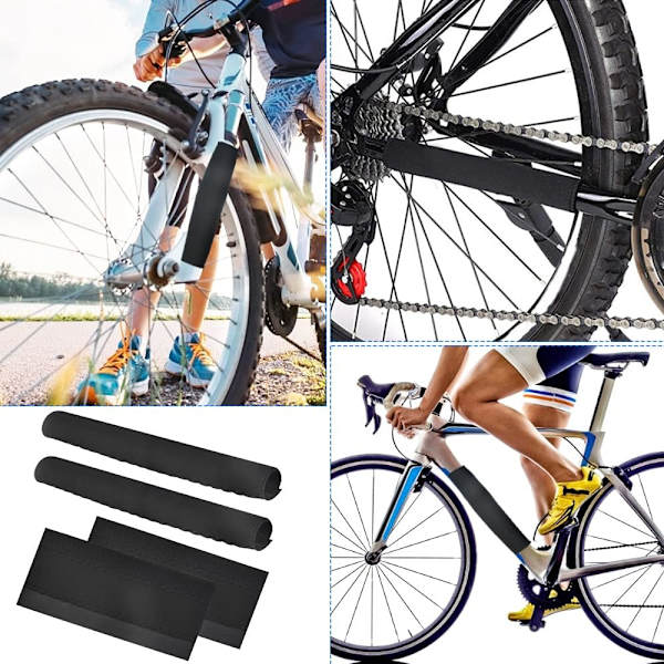 4 kpl Pyörän Runko Suojat Ketjunsuoja Ketjun Tarrat Musta MTB Runko Suoja Pyörän naarmuuntumiselta ja ruostumiselta (20 * 11 cm)