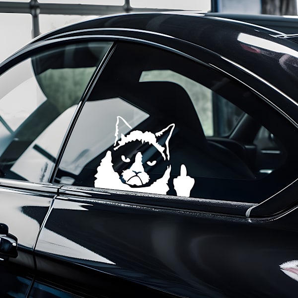 Morsomme Bilstikker, 2 Stykker Refleks Katt Stikker Bilstikker Humor for Motorsykkel Stikker, for Vanntett Dekk Riper