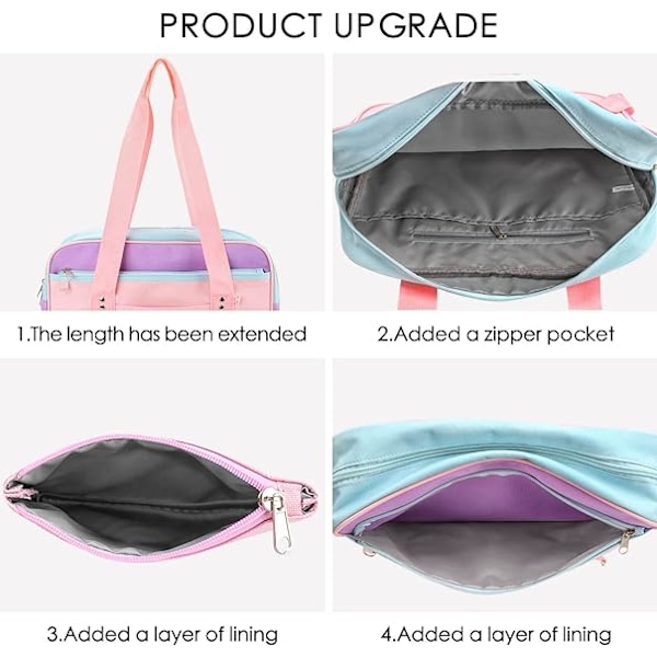 Japansk skole taske kawaii stor skulder anime pung (pink ribbon farve matchning)