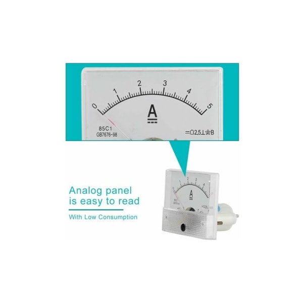 Analog spændingsmåler og voltmeter, analog strømstrømsmåler og voltmeter (5A ammeter)