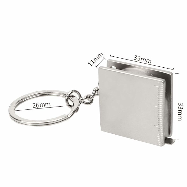 2 st bärbar full metall mini linjal måttband multifunktionell nyckelring K