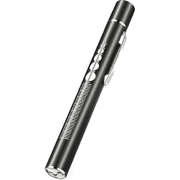 Penna Ljus Bärbar Dubbel Ljuskälla Led Penna Fackla Laddningsbar Penna Ljus Med Fickklämma Hälsovård Laboratorium Och Livsvetenskaper Penna Lampblack1pc