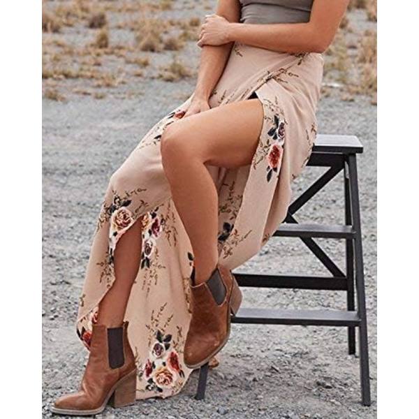 Kvinnors Boho Blommiga Tie Sommar Strand Wrap Klänning,XL