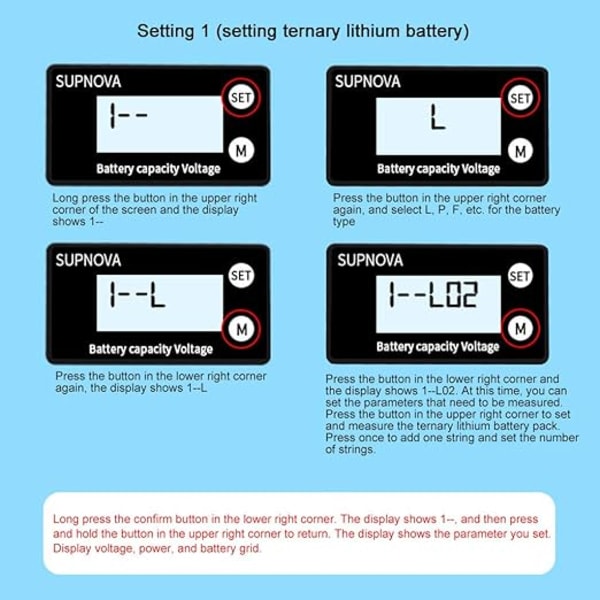 Vandtæt Lithium Voltmeter, Bil Motorcykel Spændingsmåler, Batterikapacitetsindikator 12V 24V 48V 72V DC 10V-100V Blysyre Lithium LiFePO4 Ternary