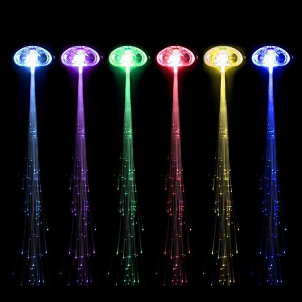 6stk LED Light Up Braid Luminous Fiber Optic Hårnål Dekor for Party Bar