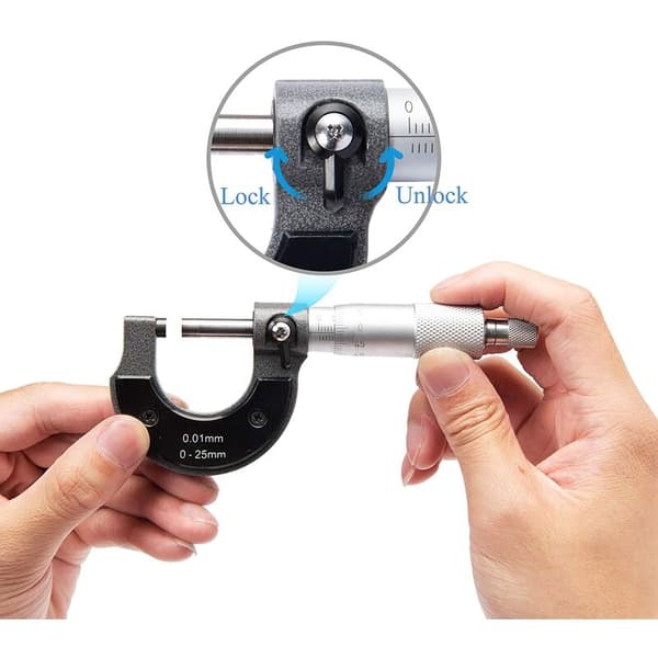 0-25mm Udvendig Mikrometer, 0,01mm Opløsning (Metrisk)
