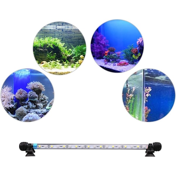 LED Aquarium Lighting Waterproof Tube Lamp Diving Energy Saving Fish Tank Decoration with Remote Control (1.8 * 18cm, Blue & White)