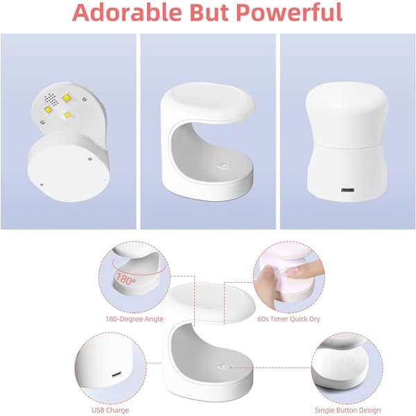 Mini UV-lys for gelnegler, mini neglelampe, mini LED-neglelampe, UV-gelneglelampe, liten LED-lampe for gelnegler, negleherdelampe, gel UV LED-neglelampe, LED-neglelampe, UV-neglelampe