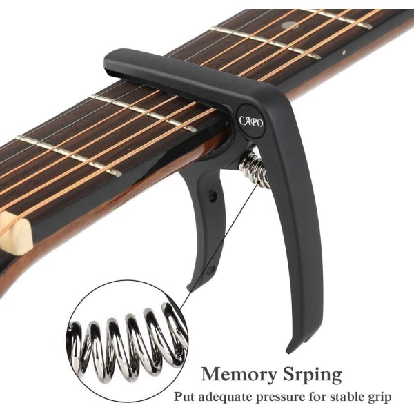 Gitarr Capo, Capo för Akustisk och Elektrisk Gitarr, 3 i 1 Klämma med Plektrum