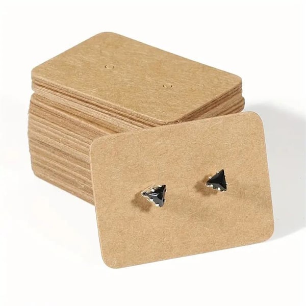 200 st Rektangulära Örhängeshållare Kartongpapper Örhänge Stud Display Stativ 2,5 cm x 3,5 cm för Bröllopsgåvor Brun