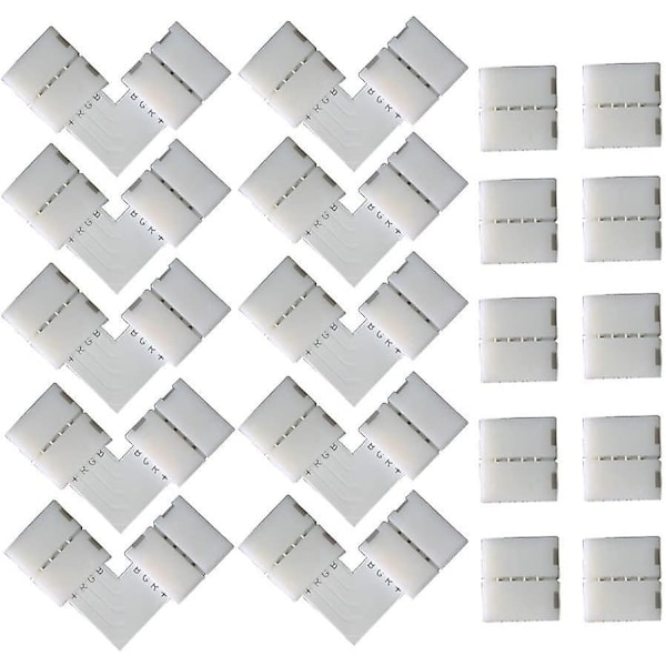 10 st L-typ 4-stifts LED snabbkoppling, för 10 mm breda SMD 5050 RGB (vit)