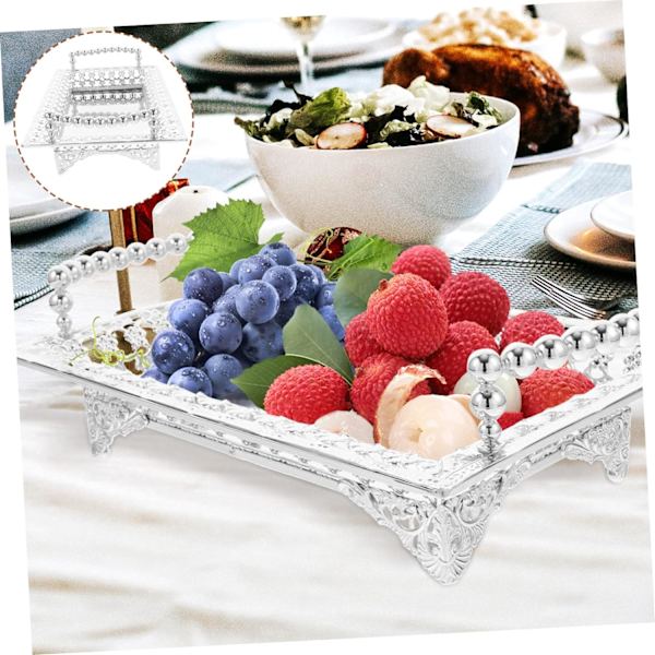 1 stk. Metall Fruktfat Dessert Serveringsbrett Dessertfat Nøttefat Gull Fruktkurv Tørket Fruktfat Dekorativ Serveringsfat, 27,5*17,5*10cm
