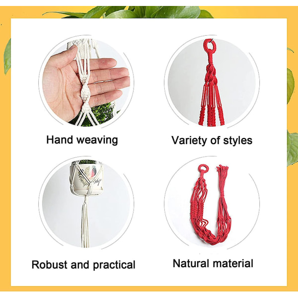 Setti 2 Macrame-kasvitelinettä, käsintehtyjä puuvillaköysiripustimia, Flow