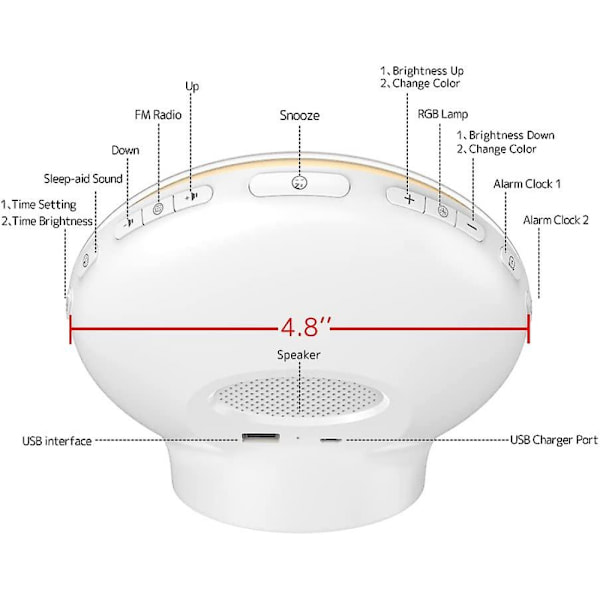 Solopgangs vækkeur - Vækkeur med lys - Gradual Wake Up Light Alarm Clock