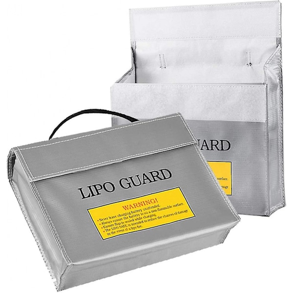 2 stk. Lipo Batteri Sikkerhetspose, Brannsikker Eksplosjonsbeskyttelse, Litiumbatteri, Sikker Pose for Lading