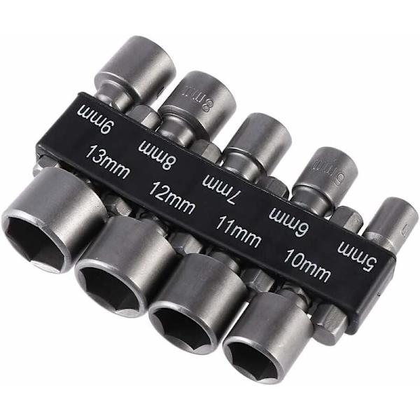 9-delt 5-13 mm imperialt stikkontaktborsett med slagmutter for 1/4\" sekskant