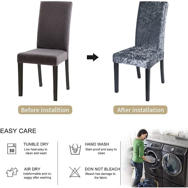 2 stk knuste fløyel stolseter, stretch stolseter, elastisk stolseter