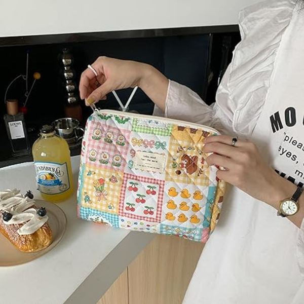 Suuri meikkipussi, söpö matkakosmetiikkalaukku naisille ja tytöille (värikäs) 11,4*9,8 tuumaa