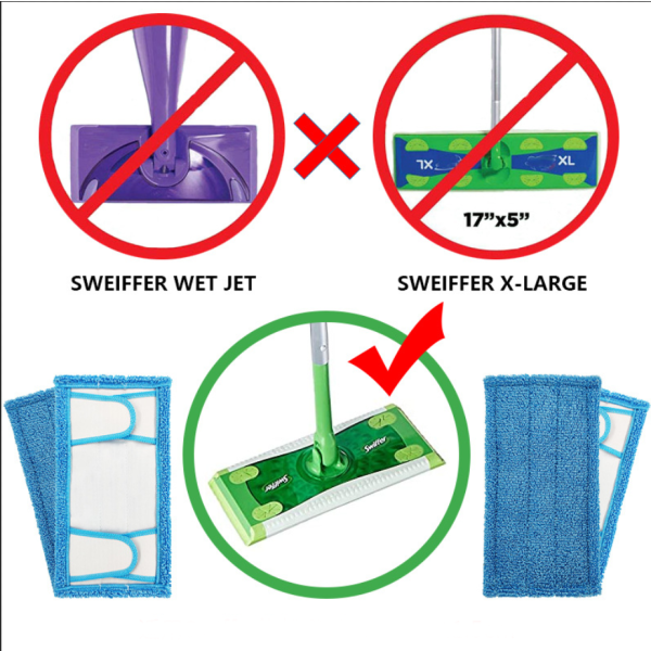 Uudelleenkäytettävät liinat Swiffer Sweeperille, 4 pakkausta, uudelleenkäytettävät moppityynyt, mikrokuitu