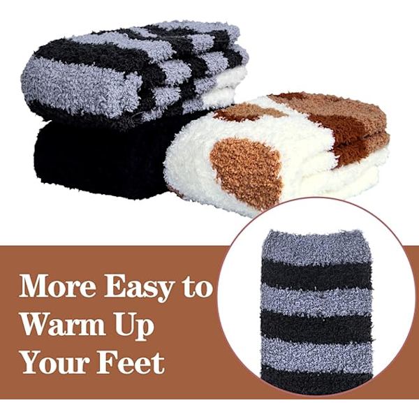 3 par dammiga fluffiga strumpor vinter varma fluffiga mjuka tofflor hem S