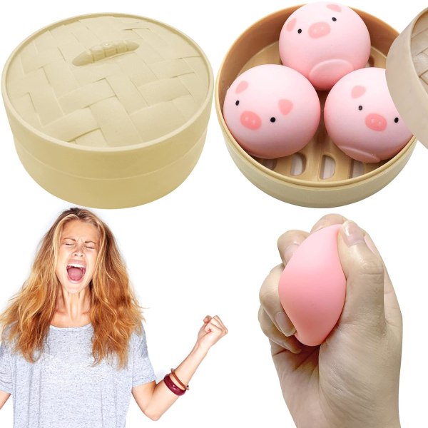 3PCS Piglet Dumpling Squishy, Sensoriske leker Angstlindring Elementer Piglet med