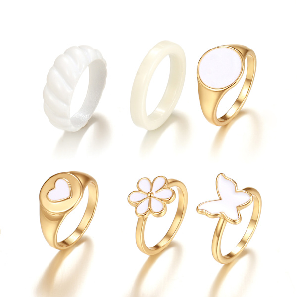 Kvinners jenter gull knoke ring sett, vintage stabelbar boho midtring sett