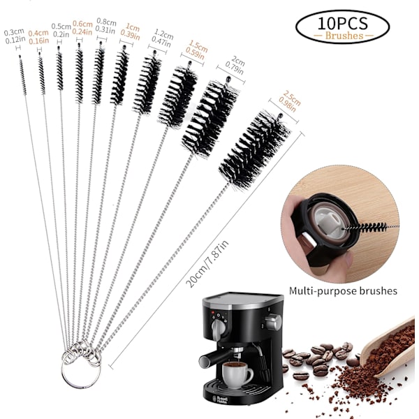 KaffeKvarn Borste, 15 Stycken Kaffe Maskin Rengöringsborste Nylon Espresso Borste för Kaffe Kvarnar Espresso Maskiner Kaffe Verktyg
